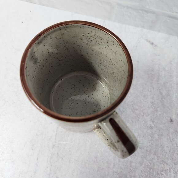Pair Home Sweet Home Coffee Cup Mug Stoneware Gray & Brown 1970s Vintage Rustic - Picture 4 of 5